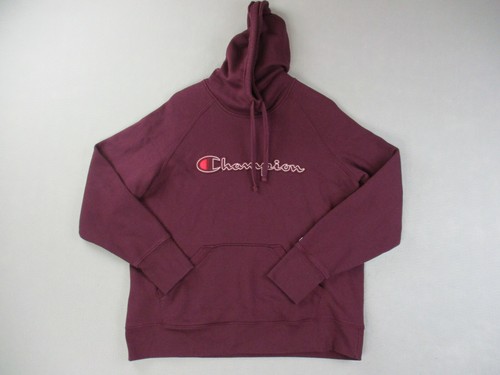 VETEMENTS Maglione Champion Uomo X Large Viola Marrone Logo Spell Out Felpa con Cappuccio Pullover Adulto