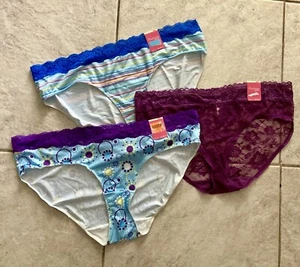 3 Enchanting Plus 18/20 Hipster Panties 10/11 Blue Purple Stretch Sears 47-48Hip - Picture 1 of 9
