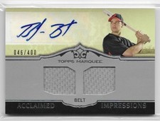 2011 Topps Marquee ACCLAIMED IMPRESSIONS Brandon Belt AUTOGRAPH DUAL RELICS #d