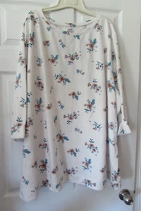 CROFT  & BARROW Size 5X cream floral shirt blouse top - poly/rayon/spandex - Picture 1 of 6