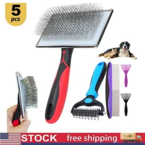 Dog Extra Long Slicker Brush Long Pin Pet Grooming Brush Set for Haired Dogs&Cat - Picture 1 of 8
