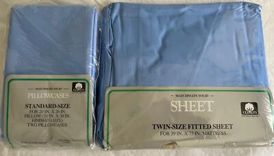 Fieldcrest blue twin fitted sheet and matching standard pillowcase set nwt - Image 1 of 4