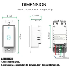 Smart Light Switch, Yeewell WiFi Light Switch with Timer and Remote Control - Picture 1 of 4