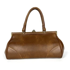 Bolso de mano vintage sin marca de cuero sintético guijarros de doble mango - Imagen 1 de 9