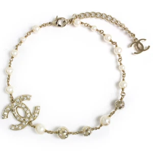 CHANEL resin pearls CC Logo ball necklace Choker , ABE132 - Picture 1 of 7