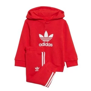 NEW Adidas Originals Hoodie Set in Red Unisex Kids - Picture 1 of 2