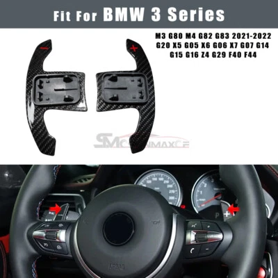 Real Carbon Fiber Steering Wheel Paddle Shifter For BMW G20 G80 G82 G83 M3 M4 M5 - Image 1 of 4