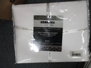 BIBB KING SHEET SET 400 THREAD CT 100% EGYPTIAN COTTON 18 DEPTH PURE WHITE NEW!! - Picture 1 of 3