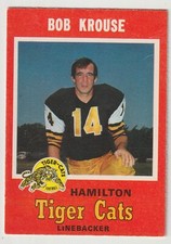 1971 OPC CFL Bob Krouse Card #70 Hamilton Tiger-Cats McMaster