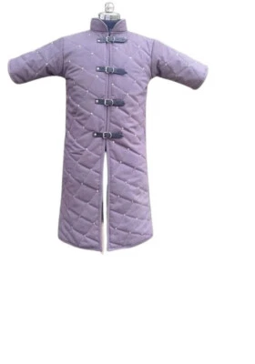 Traje Medieval Acolchado Gambesón Largo Renacimiento Gambesón Grueso SCA Larp Foto 1 de 4