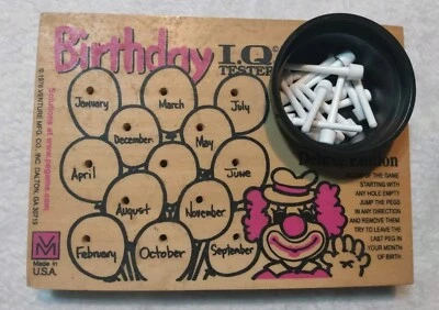 Vintage 1979 Birthday IQ Tester Deluxe Edition Wood Peg Game Venture MFG - Image 1 of 4