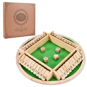Wooderma Shut The Box Game 2-4 Players Wooden Shut The Box Dice Game Wooden B... - Picture 1 of 8