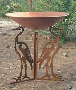 LARGE DESIGN BIRD feeder bath IBIS CUT OUT RUST NEW 70CM HIGH - Picture 1 of 7