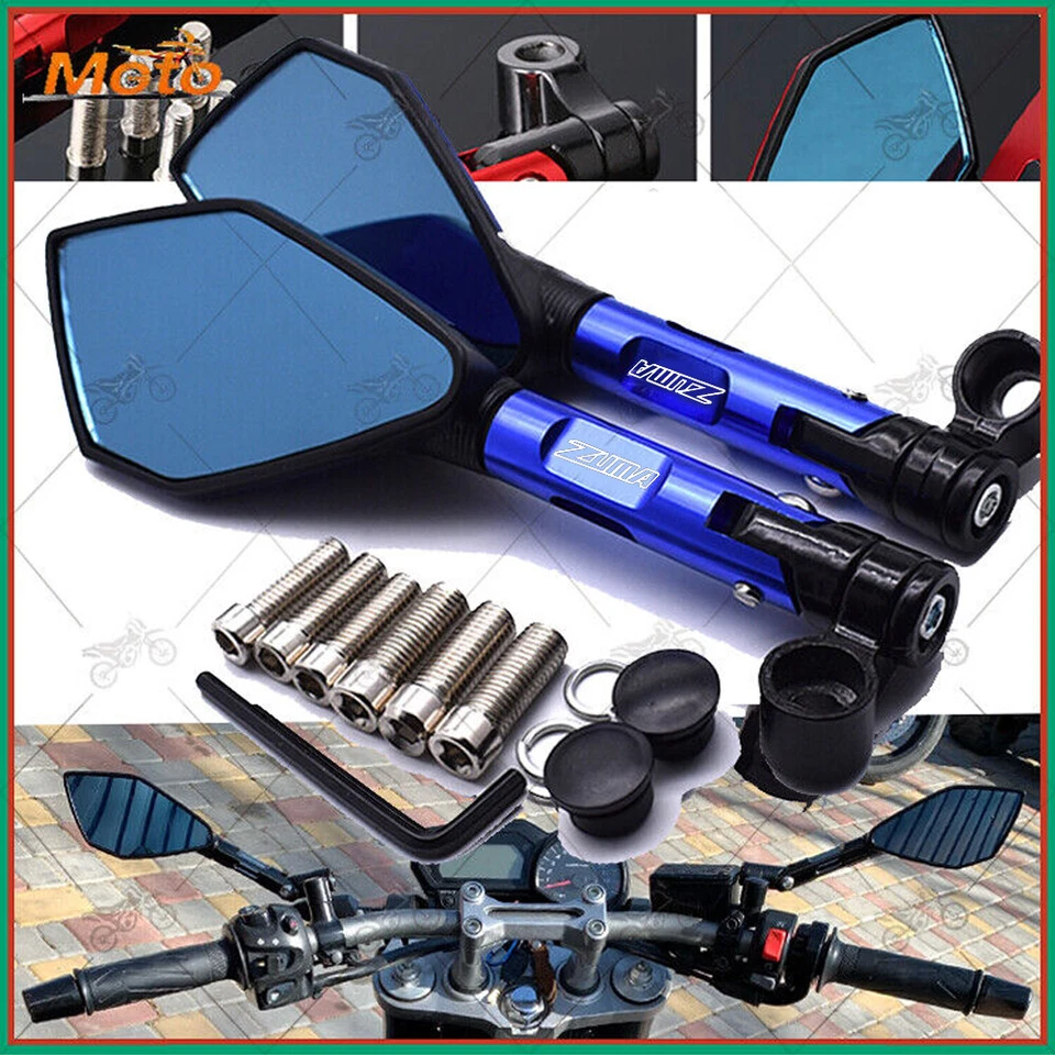 Espejos retrovisores laterales universales azules para moto Yamaha Zuma 125 50 50F 50FX Foto 1 de 4