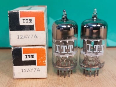 Пара вакуумных трубок Hitachi (ITT lbl) 12AY7 NOS новые в коробке - 12% соответствуют #EC36/M - Изображение 1 из 4