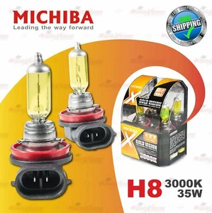 2x H8 708 MICHIBA Scheinwerfer Halogen AutoLampen 2300K GELB Yellow NEBEL LICHT - Picture 1 of 10