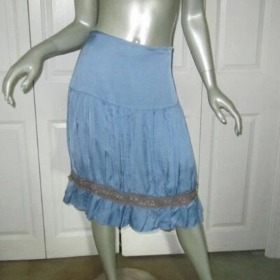 Falda Adornada April Cornell Azul Plisada Pequeña Foto 1 de 4