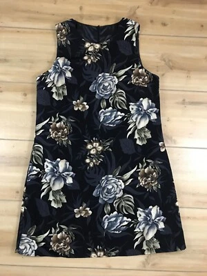 Mica Sleeveless Black Dress Women's 4 Floral Made in USA Lined EUC VTG 90s - Image 1 of 4