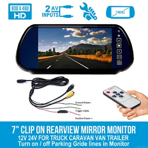 7" Rear View Mirror Monitor 4Pin Connector 2ch Video In for Truck Van Bus - Picture 1 of 12