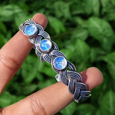 Regalo étnico de piedras preciosas de opalita para ella brazalete enchapado en plata 925 joyería hecha a mano Foto 1 de 4