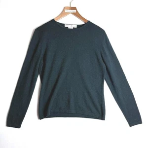 100% Cashmere Sweater Women M Green Crew Neck Minimalist Preswick Moore T33 - Picture 1 of 6