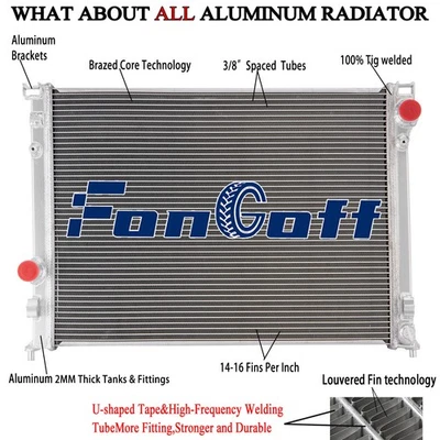 3-Rows Aluminum Radiator For 2009-2018 Dodge Charger Challenger 3.6L 5.7L V6 V8 Foto 1 de 4