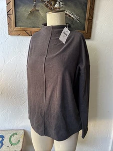 NEW J. Jill Pullover Sweater Women Small P Athleisure Gray Flagstone Mock Neck - Picture 1 of 9