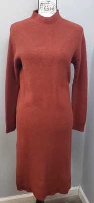 Vestido Suéter Banana Republic Para Mujer Pequeño Marrón Manga Larga Cuello Simulado Pullover Foto 1 de 4