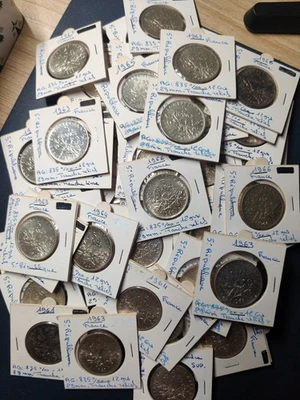 Lot de 10 pièces de 5 francs semeuse 1961 à 1967 en argent 835/1000 - Photo 1/4