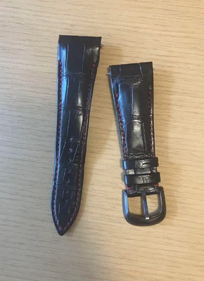 Correa de reloj Franck Muller de cuero negro / correa 24 mm / 18 mm con hebilla Foto 1 de 4