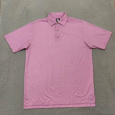 FootJoy Shirt Men's M Pink Check Performance Golf Polo Stretch Comfort - Image 1 of 4