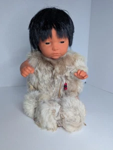 Vintage Eskimo Native American Doll With Real Fur - Picture 1 of 14