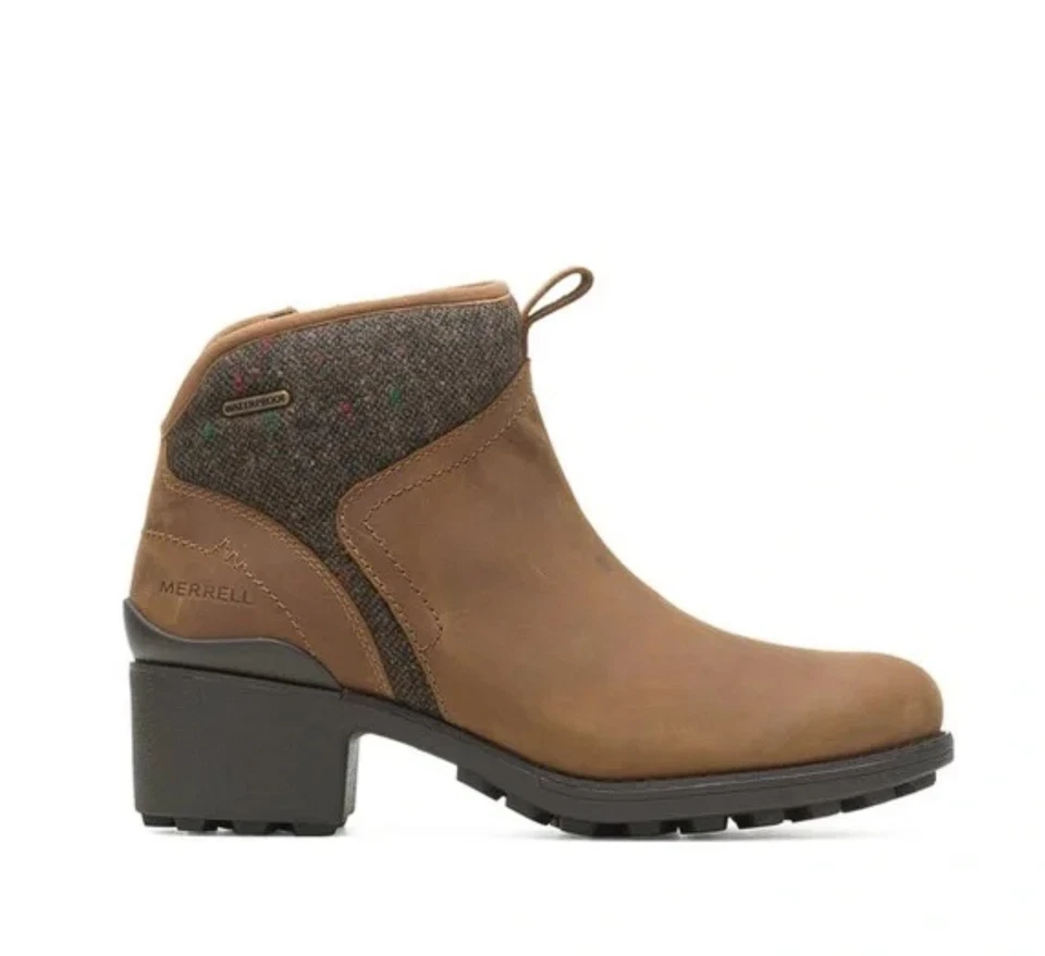 Merrell Women's Chateau ll Mid Pull Leather Waterproof Snow Boot Nutmeg Sz 10.5