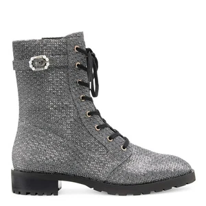 New Stuart Weitzman Dazzle Embellished Lamé Silver Combat Boots MSRP $750 7.5 - Picture 1 of 4