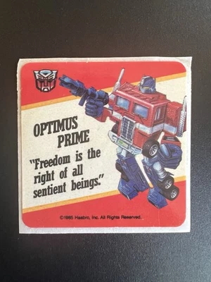 TRANSFORMERS 1985 G1 SERIES 1 HASBRO CARD MOTTO STICKER OPTIMUS PRIME - Image 1 of 4