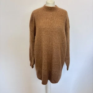 Sezane Fantine Jumper Dress Size Medium Brown Cosy Mohair Wool Content - Picture 1 of 12