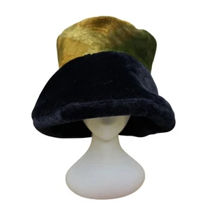 Vintage 90s Y2K Multicolor Velvet Women's Bucket Hat Floral Lining Size OS - Picture 1 of 6