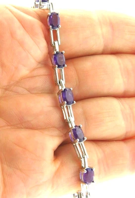 Amethyst Tennis Bracelet 925 Sterling Silver 7.1" 5.4 Carat - Image 1 of 4