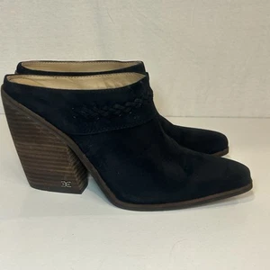 Sam Edelman Alison Slip on Block Heel Mule Braided Black Suede Women Size 8.5 - Picture 1 of 9