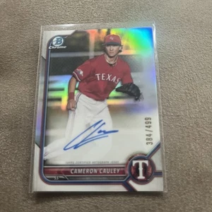 Bowman 2022 cromo #CPA-CCY Cameron Cauley refractor automático #/499 Rangers - Imagen 1 de 1