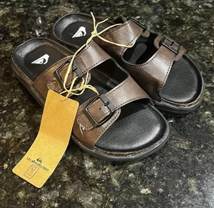 Quicksilver Sandal Brown Leather Trekking Sandal Slides CQ10025Y-E Size 3 - Picture 1 of 4