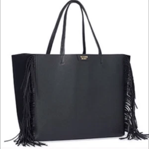 NWOT Victoria’s Secret Black Fringe Tote Bag - Picture 1 of 9
