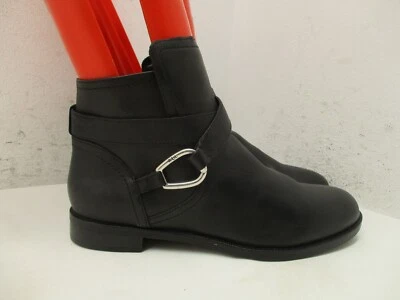 Botines Ralph Lauren HERMIONE de cuero negro con cremallera lateral para mujer talla 8 B Foto 1 de 4