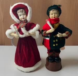 Vintage Animated Christmas Carolers Victorian Couple Lighted Candlesticks VTG - Picture 1 of 9