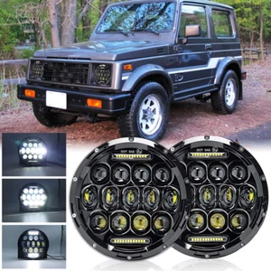 Pair Dot 7" inch LED Round Headlights DRL Hi/Lo Beam For Suzuki Samurai SJ410 2x - Picture 1 of 13
