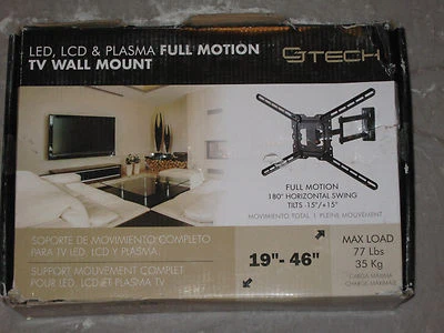 CJ Tech LED LCD Plasma Full Motion TV Wall Mount 19"-46" Tilt Up to 77 lbs NEW! - Image 1 of 2