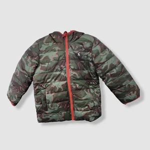 $70 Joules Kid's Boy's Green Switch It Reversible Dino Camo Jacket Size 2 - Picture 1 of 3