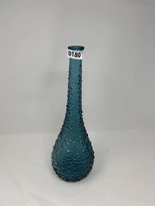 Vintage Mid-Century Modern Blue Hobnail Glass Vase – Tall Genie Bottle Shape - Picture 1 of 2