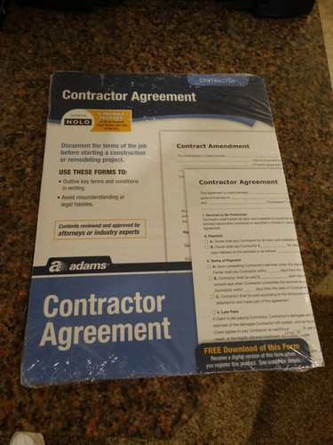 New In Package Adams Contractor Agreement Form | eBay