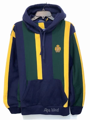 Polo Ralph Lauren Rayas Doble Tejido Sudadera con Capucha Suéter Azul Marino Francés Hombres Talla-L Nuevo con Etiquetas Foto 1 de 4